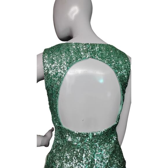 B. Darlin NWT Mini Sequins Mini Dress Size 1/2 Mint Green Open Back Sleeveless - Picture 5 of 13